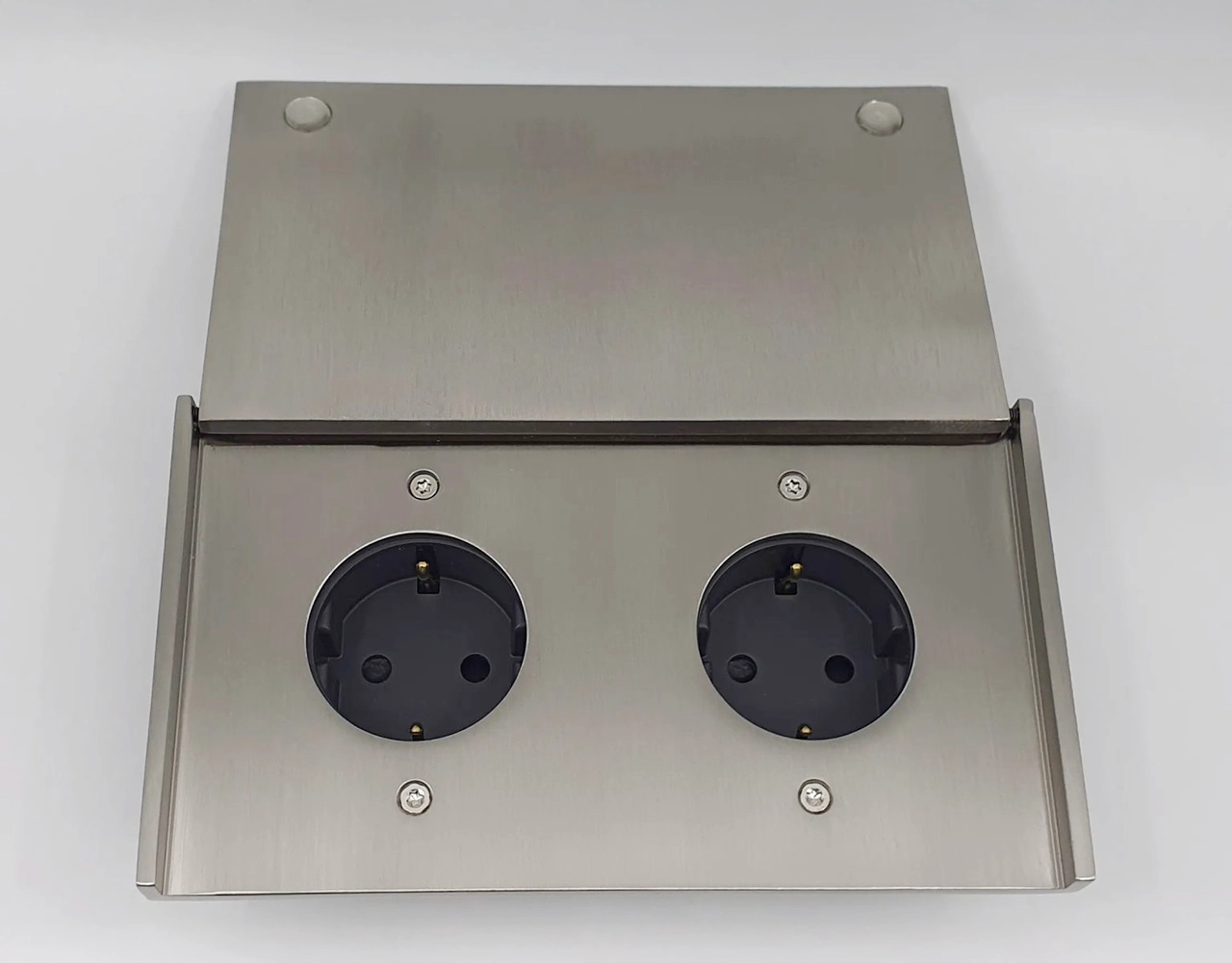 Double Hinged Cover Brushed Steel 2