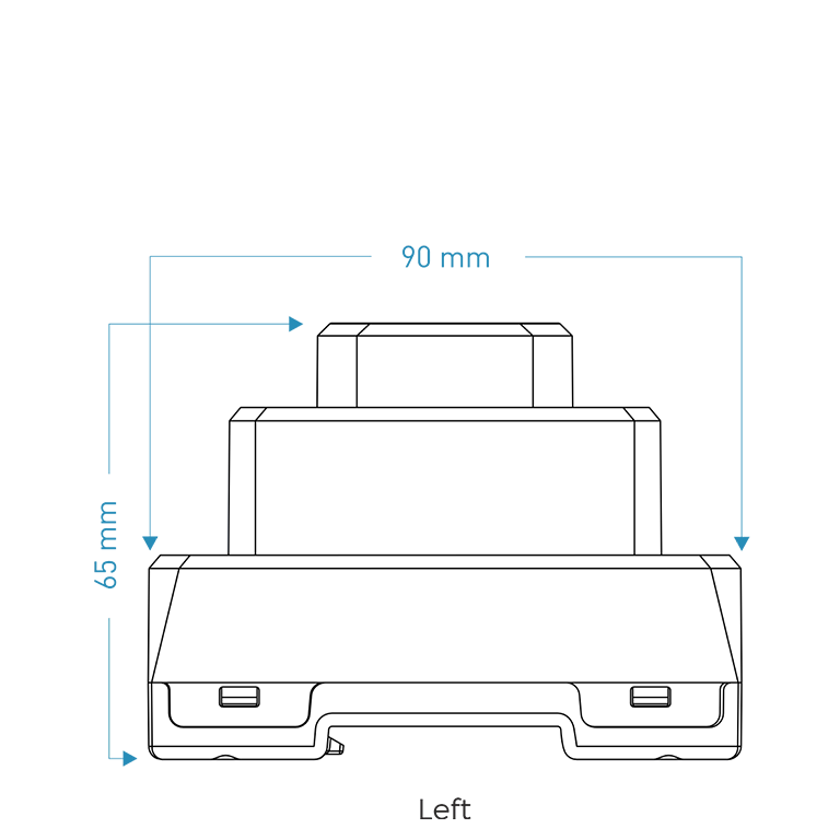 KNX Power Supply LXA 128 30V Scale Drawing Left